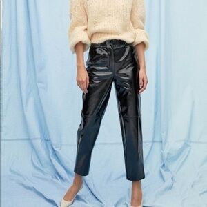 𝅺ARITZIA Wilfred Le Fou Shiny Black Faux Leather Vegan Pants 4